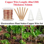 TeslaFlow™ - Kit Eletrocultura Completo 40m | Fio de Cobre Puro + 2 Gabaritos Fibonacci + 6 Hastes de Madeira