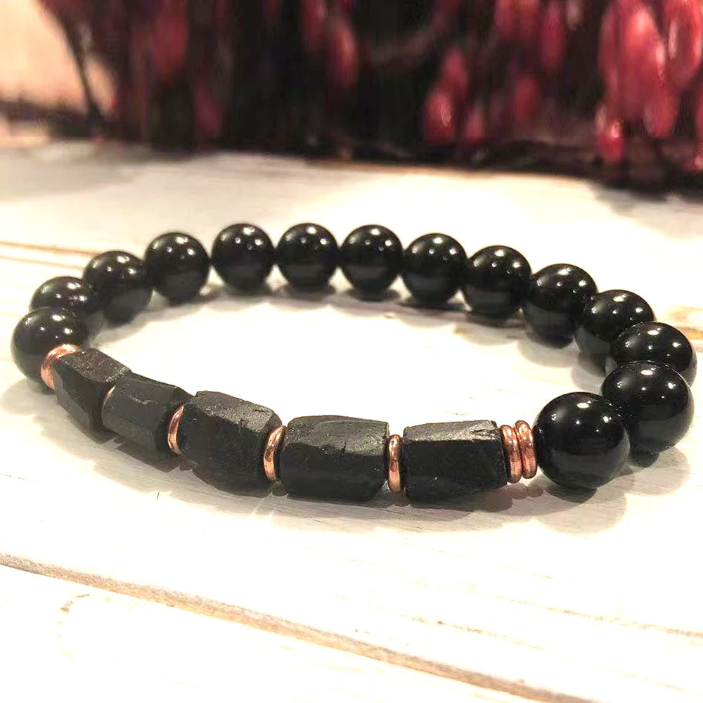 Pulseira Proteção EMF com Shungite e Turmalina - Terapia da Mulher