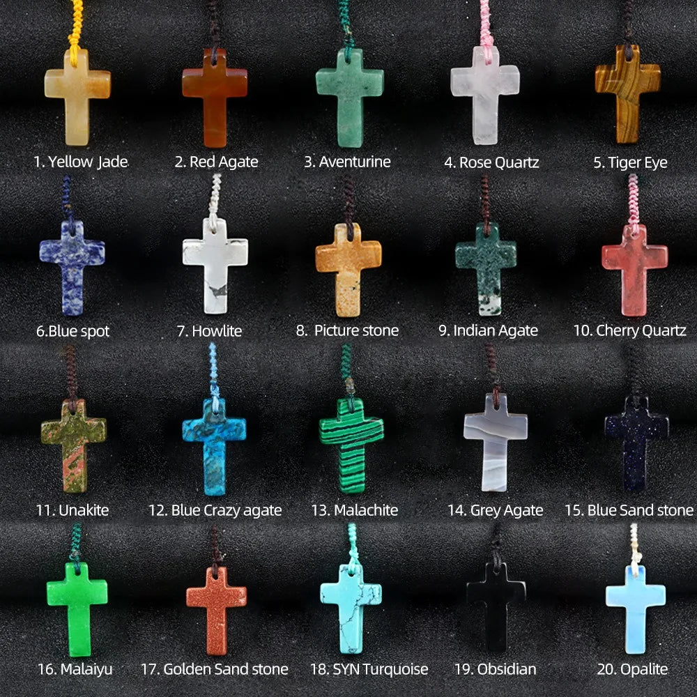 Cordão com Crucifixo de Cristais Naturais - Proteção Espiritual e Cura Energética | Fé Cristã