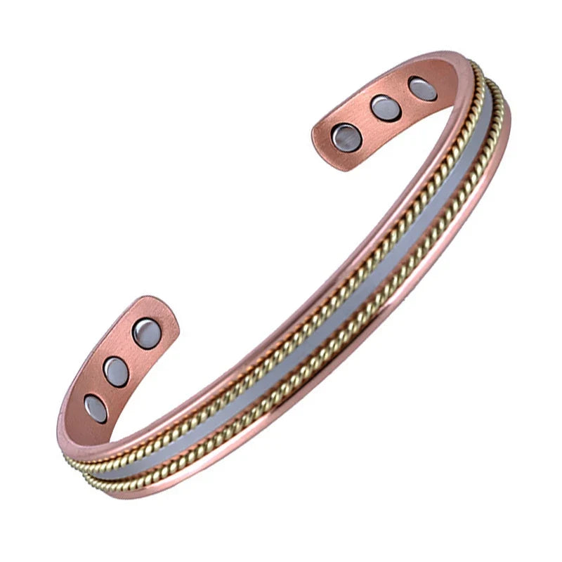 Conjunto de Cobre com Magnetoterapia | Bracelete e Anel Ajustável - MagnetiFlow™
