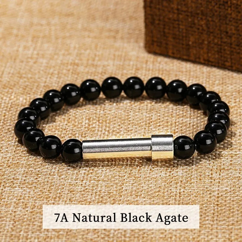 Pulseira de Mensagem Secreta com Pedras Naturais | Tubo para Desejos e Afirmações - SecretWish™