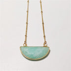 Colar de Cristal Natural com Corrente Satélite | Pingente Coração de Amazonita - CrystalHeart™