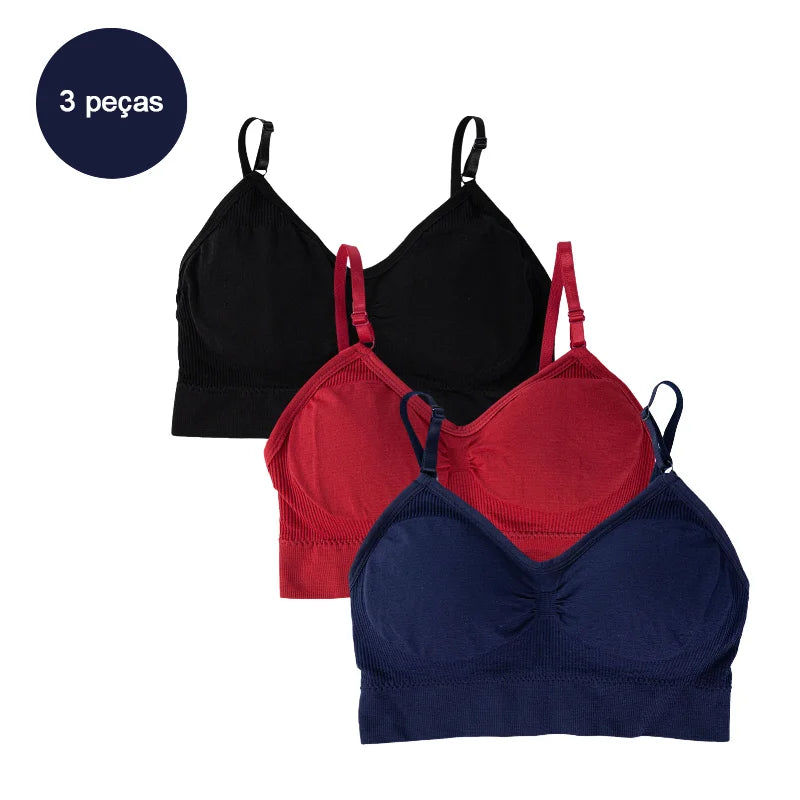 Kit 3 Sutiãs Femininos em Poliéster | Lingerie Íntima Sexy e Confortável