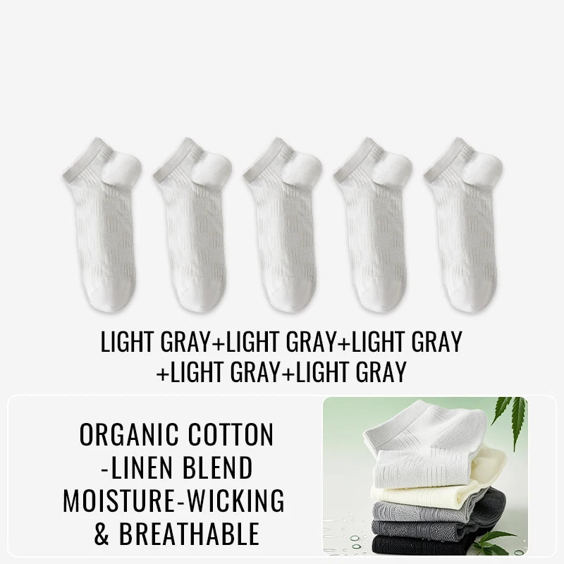 EcoBreathe™ - Meias Premium de Cânhamo e Algodão - Antibacteriana Anti-Suor - Kit 5 Pares