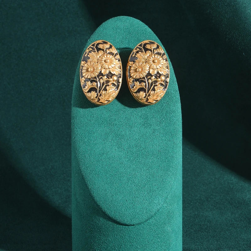 Brinco de Cobre - Art Deco Girassol de Van Gogh
