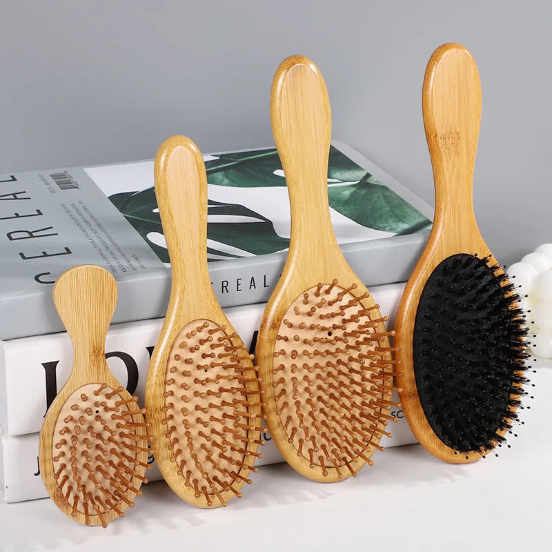 BambooFlow™ - Escova Massageadora de Bambu Natural | Reduz Queda Capilar e Estimula Crescimento