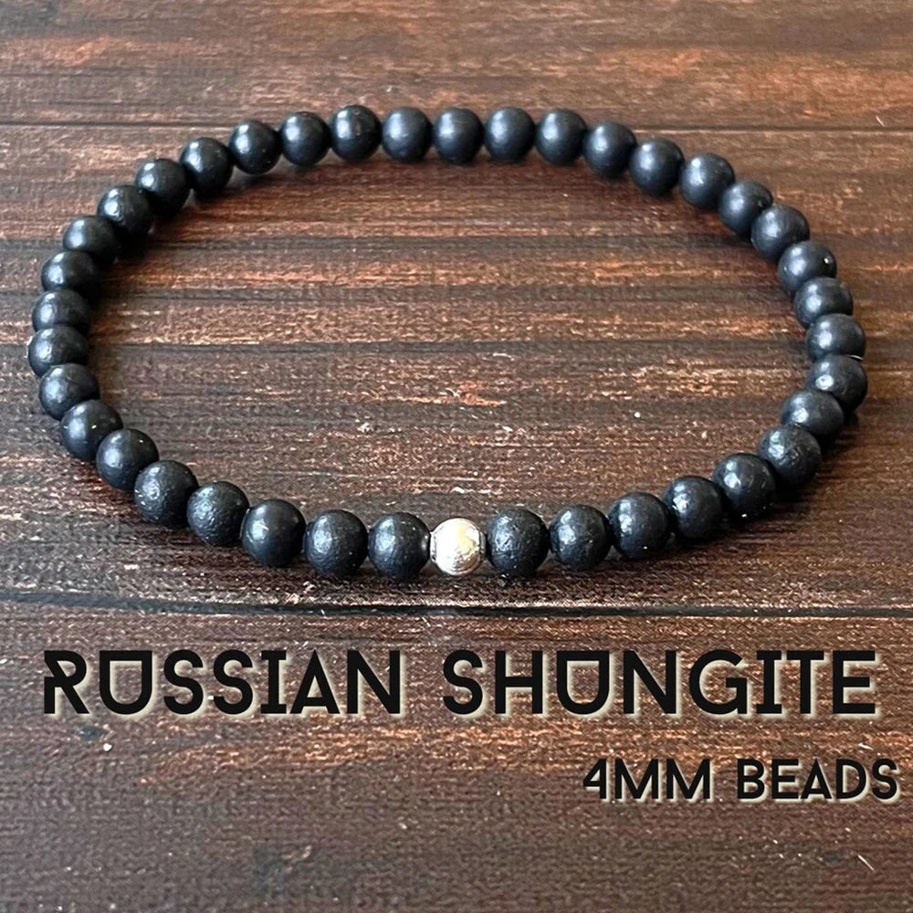 ShungiteStack™ - Pulseira Empilhada de Shungita Russa | Chakra Raiz e Proteção EMF