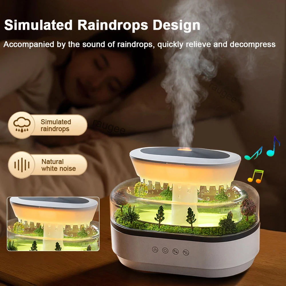 Difusor Ultrassônico Gota de Chuva com Ruído Branco - Aromaterapia e Sono Profundo | RainDream™