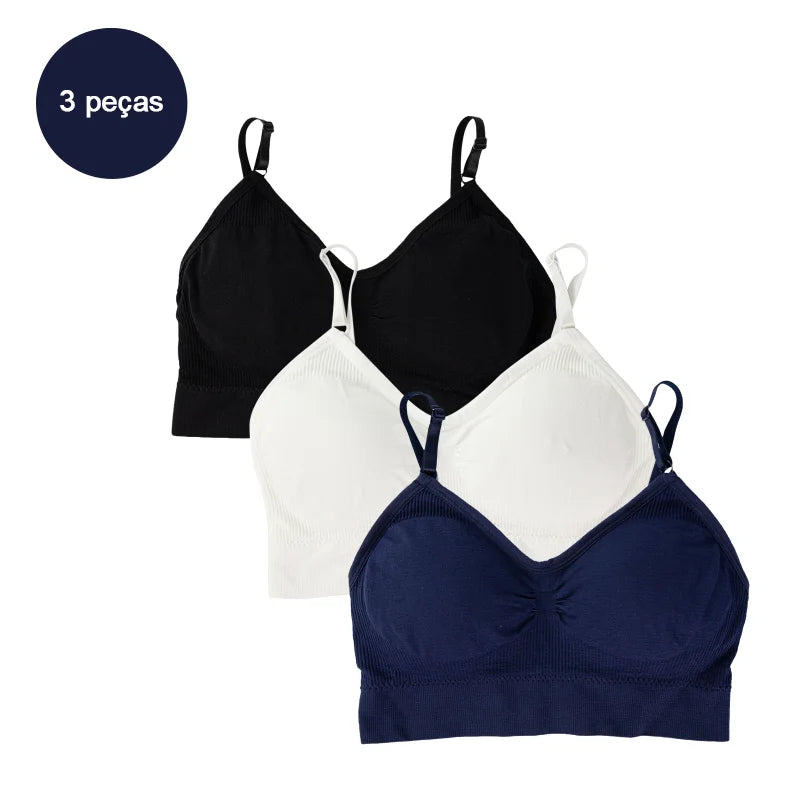 Kit 3 Sutiãs Femininos em Poliéster | Lingerie Íntima Sexy e Confortável