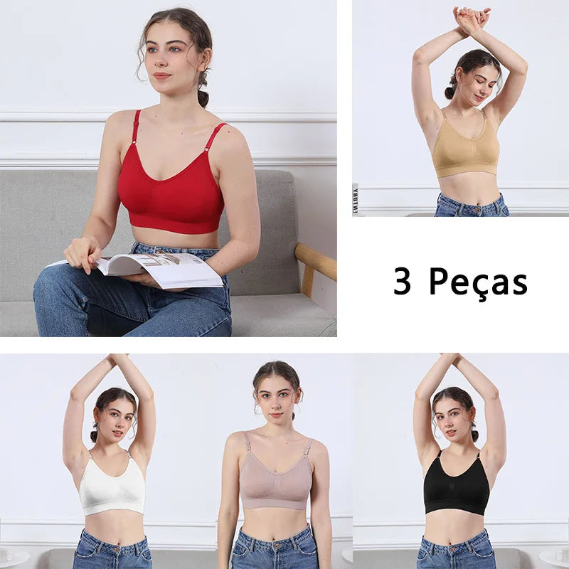 Kit 3 Sutiãs Femininos em Poliéster | Lingerie Íntima Sexy e Confortável
