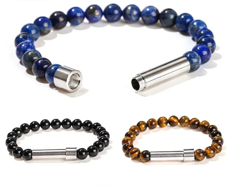 Pulseira de Mensagem Secreta com Pedras Naturais | Tubo para Desejos e Afirmações - SecretWish™