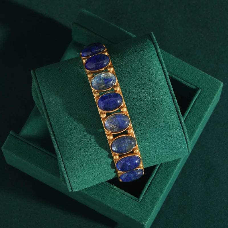 Bracelete Opala Celestial - Cobre com Banho Ouro 18k | Elegância Vintage Premium