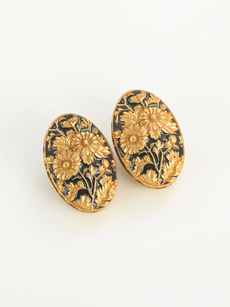 Brinco de Cobre - Art Deco Girassol de Van Gogh