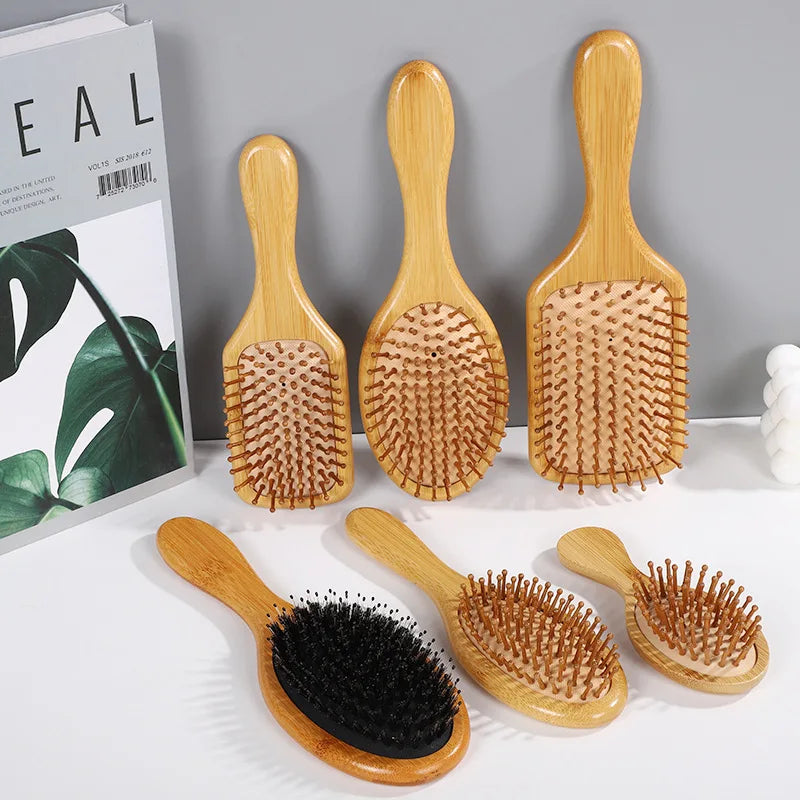 BambooFlow™ - Escova Massageadora de Bambu Natural | Reduz Queda Capilar e Estimula Crescimento