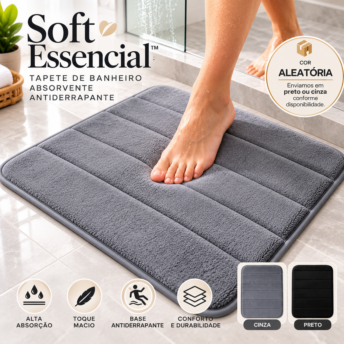 Tapete de Banheiro Absorvente Antiderrapante | Soft Essencial