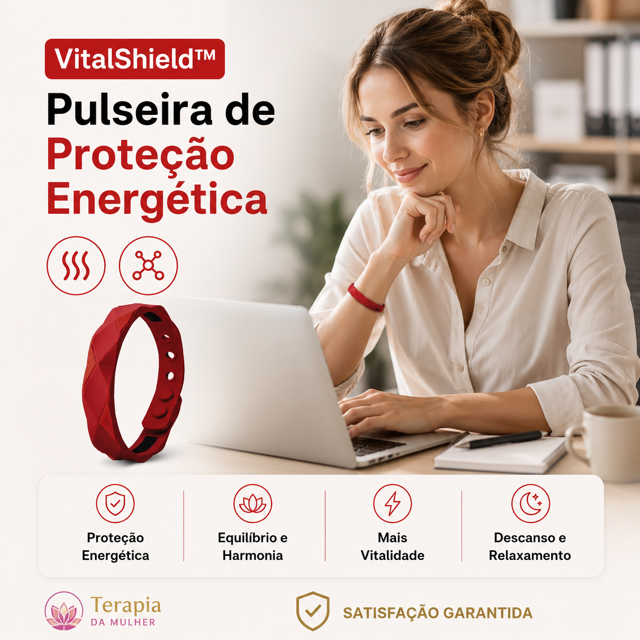 VitalShield™ - Pulseira de Bem-estar Energético | Germânio, Titânio e Turmalina