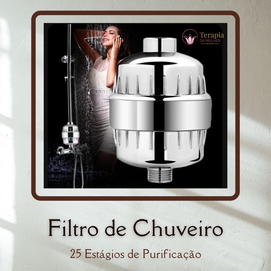 Filtro para chuveiro 25 estágios Zeo Purific™ | 1 Refil Extra Grátis 🎁