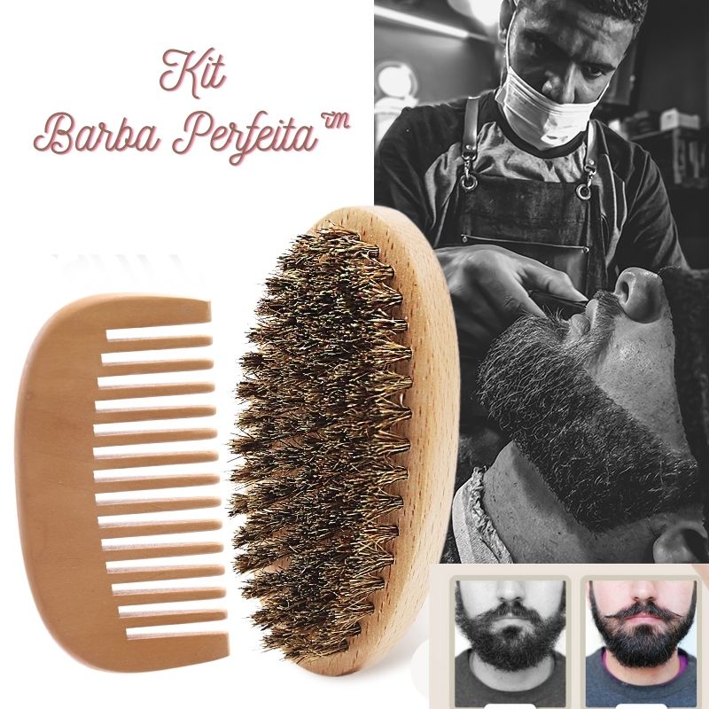 Barba Perfeita™ - Kit Ecológico com Escova, Pente e Tesoura