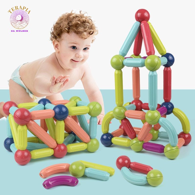 Brinquedo Infantil - Kit Educacional Magnético de Bastões e Bolas