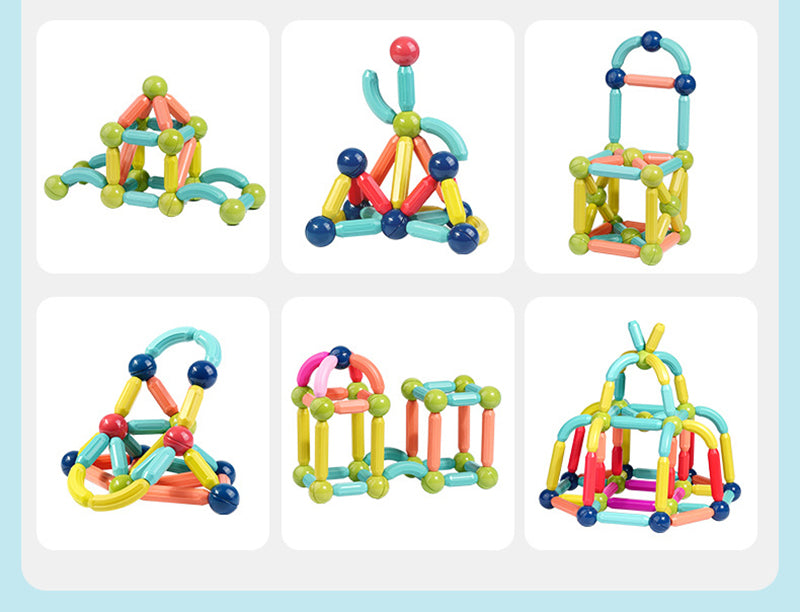 Brinquedo Infantil - Kit Educacional Magnético de Bastões e Bolas