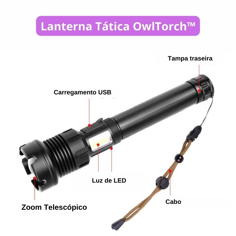 Lanterna Laser Tática Recarregável LED - OwlTorch™